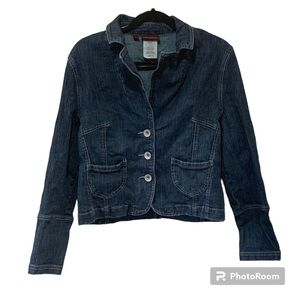 Women’s Lee One True Fit 3 abutting Dark Denim Jean Jacket Sz Large